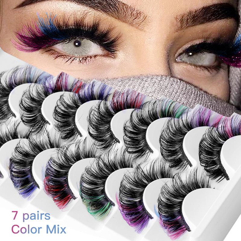 7쌍의 화려한 컬러 인조 속눈썹 3D 밍크 컬러 DD  - Eyelash Extension Volume Lashes 리뷰 및 가격