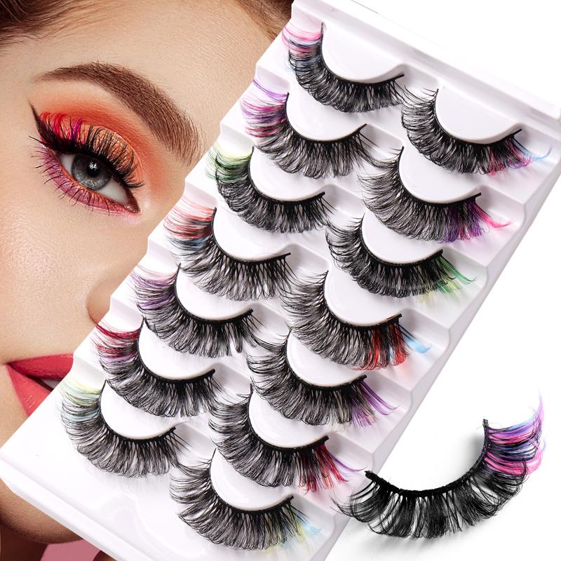 7쌍의 화려한 컬러 인조 속눈썹 3D 밍크 컬러 DD  - Eyelash Extension Volume Lashes 리뷰 및 가격