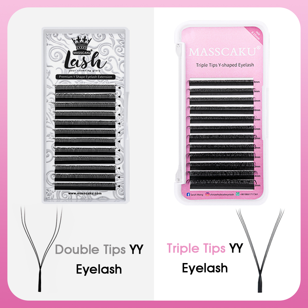 10케이스/로트 MASSCAKU YY 쉐입 속눈썹 프리 - Eyelash Extension Double Volume 리뷰 및 가격