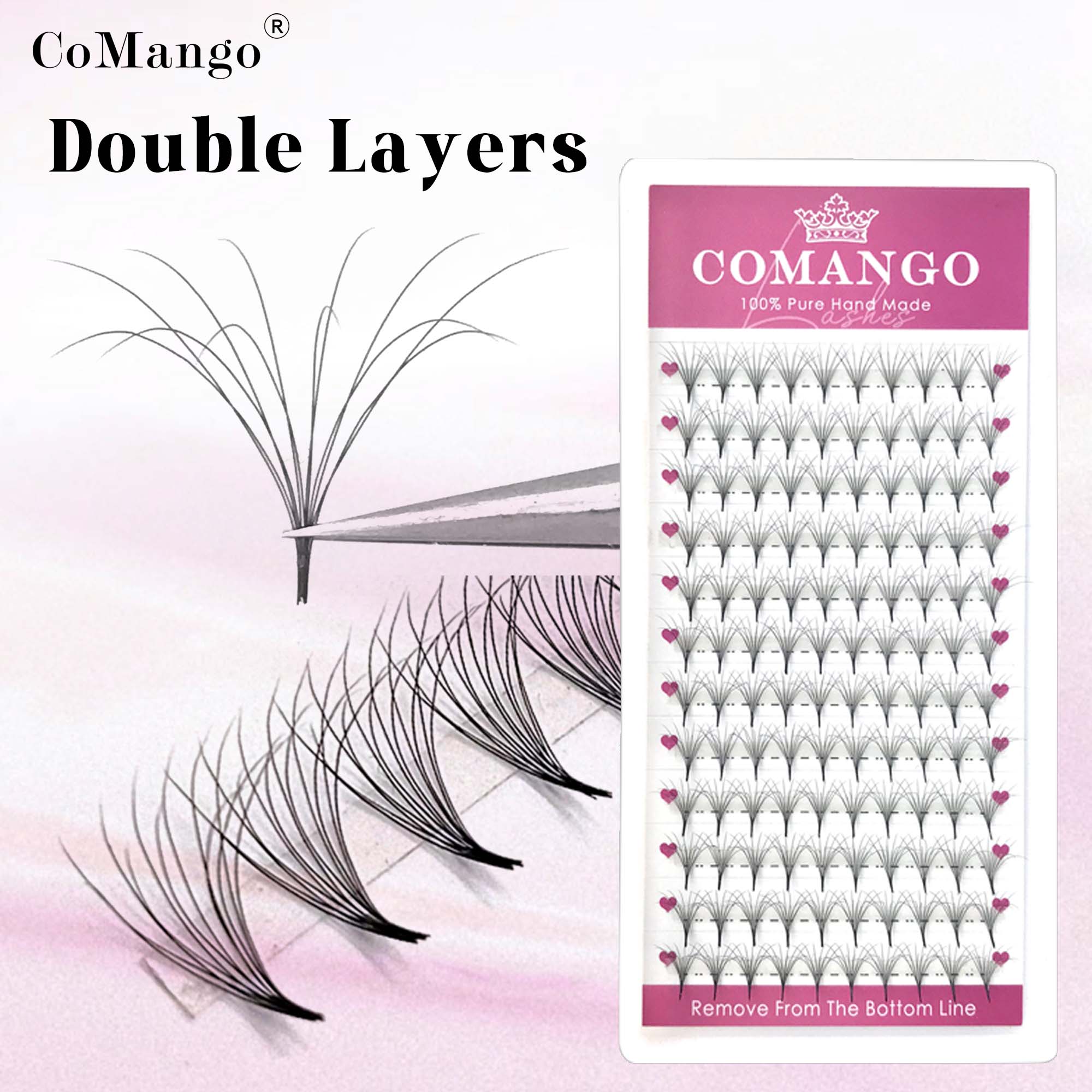 COMANGO 예쁜 더블 레이어 푹신한 미리 만들어진  - Eyelash Extension Double Volume 리뷰 및 가격