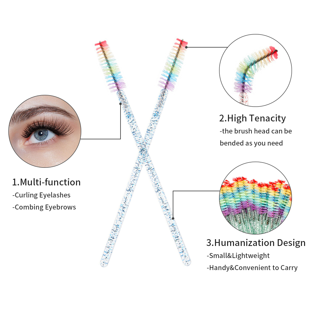 50PCS 레인보우 크리스탈 속눈썹 메이크업 브러쉬 일 - Eyelash Extension Remover At Home 리뷰 및 가격